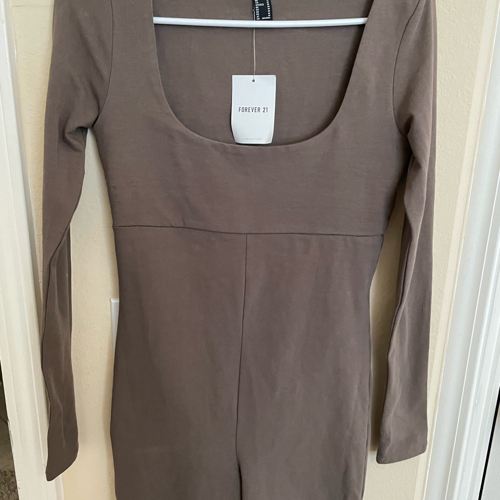 Forever 21 Long Sleeve Taupe Romper